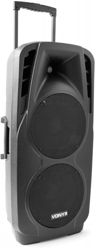 Coluna Amplificada Portátil ABS 2x 10" 1000W MP3/USB/SD/2xUHF/BLUETOOTH (SPX-PA9210) - VONYX