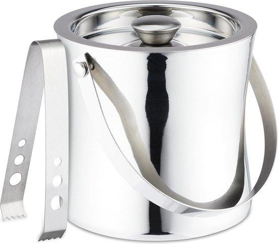 Famanu RVS dubbelwandige ijscontainer, 15 liter, zilverkleurig
