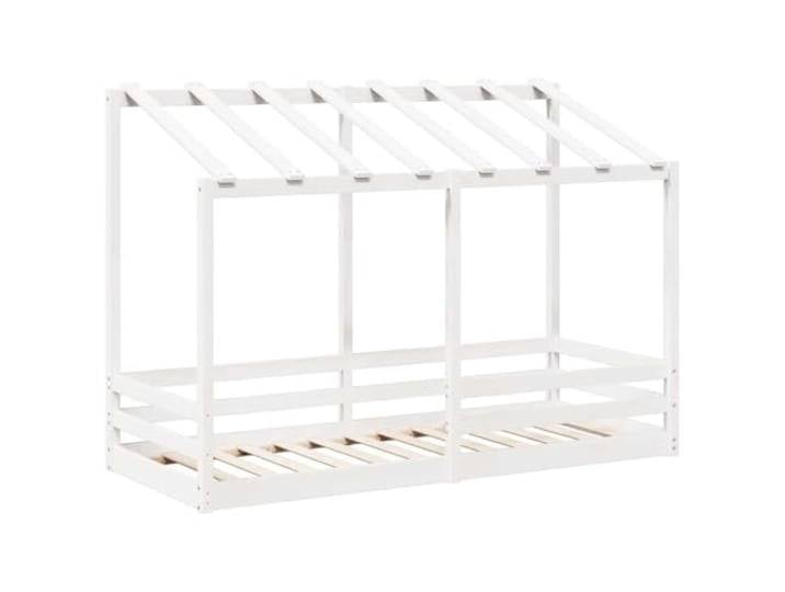 KTHLBRH Kinderbett weiß Holz Kiefer 75 x 190 cm Gestell mit Dach, Lattenrost, modernes Design, für Kinderzimmer
