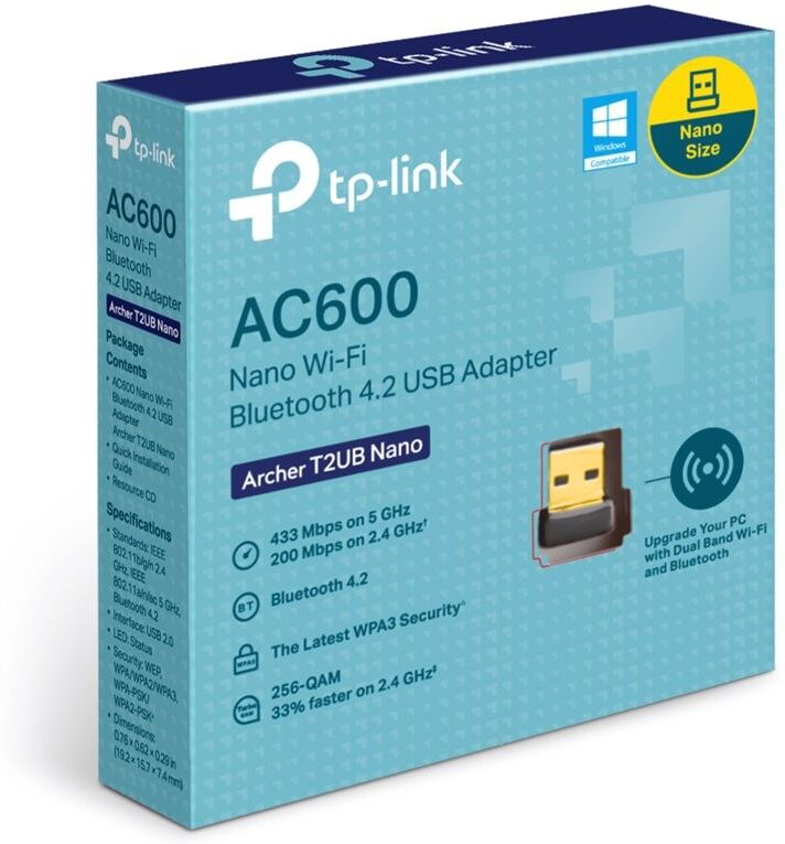 TP-LINK Archer T2UB Nano V1 AC600 Dual Band Wi-Fi 5 & Bluetooth 4.2 USB Adapter