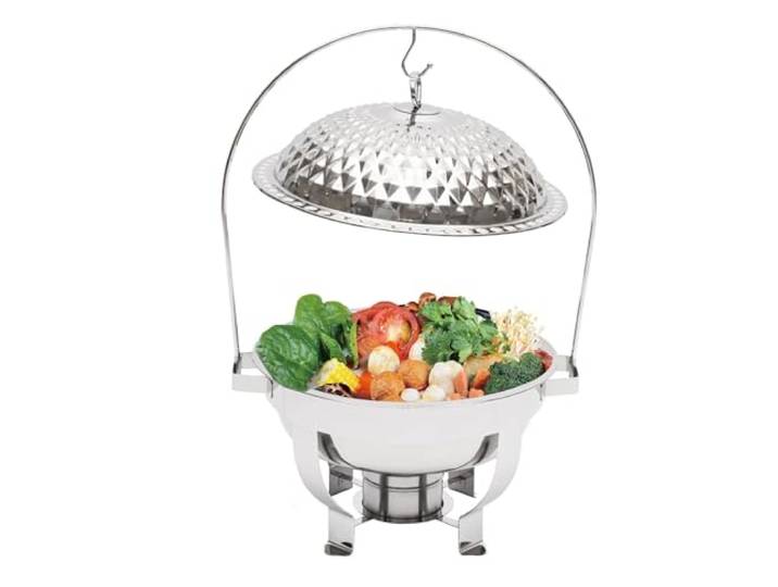 Chafing Dish Buffet mit Deckel aus Edelstahl Speisenwärmer Runder Speisenwärmer-Buffetheber for Partys, Veranstaltungen, Hochzeiten