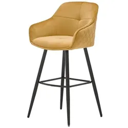 2x Stolkom, Barhocker, 2er Set EMMA Barhocker drehbar 180 ° Metall/Samtstoff