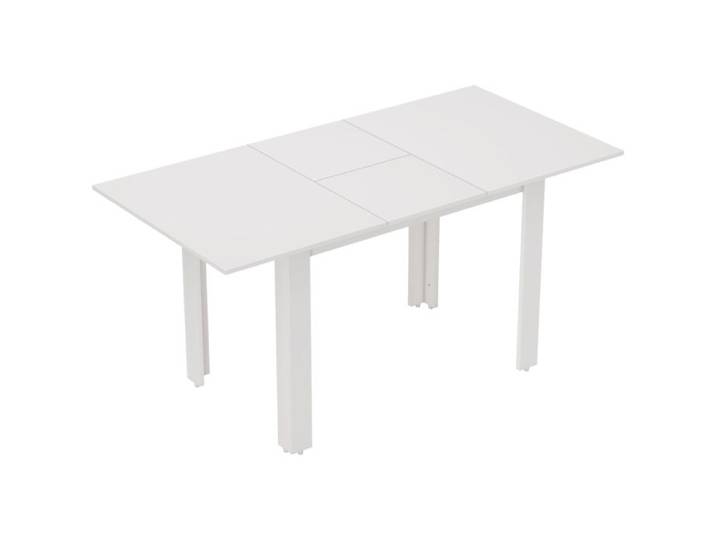 Table à manger extensible - Extensible 120-160 cm - Pour 4-6 personnes - Blanc brillant - MDF haute qualité