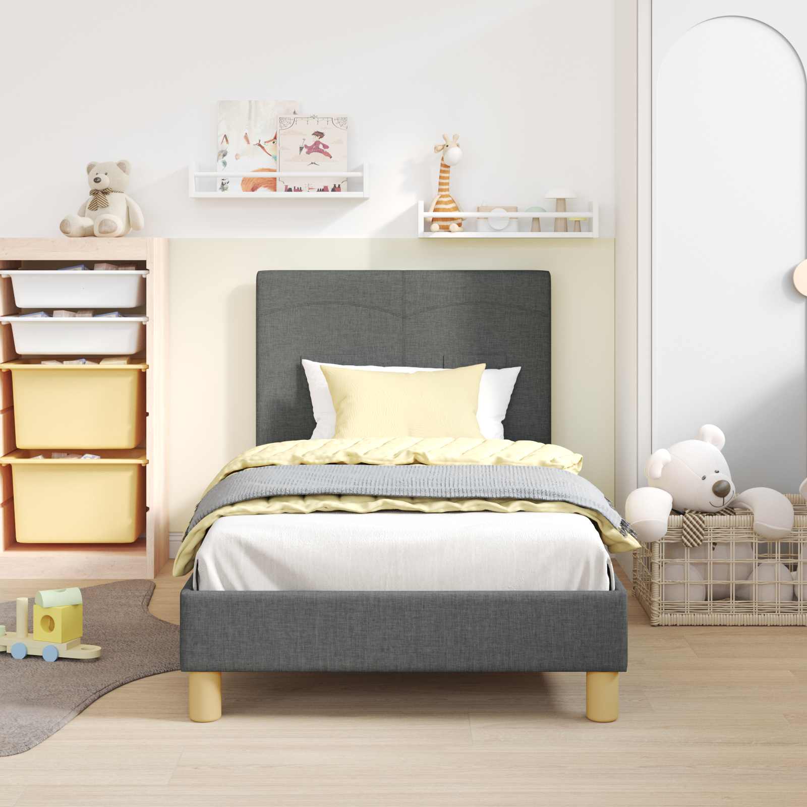 vidaXL Children's Bed Frame with Headboard Gris foncé 80 x 160 cm