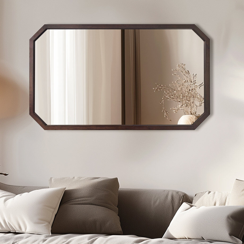 Metro Delyana Wood Framed Wall Accent Mirror Brown Wood 120cm x 70cm