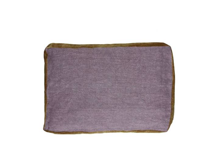 Coussin en lin lavande, rectangulaire, uni, bords velours coton -