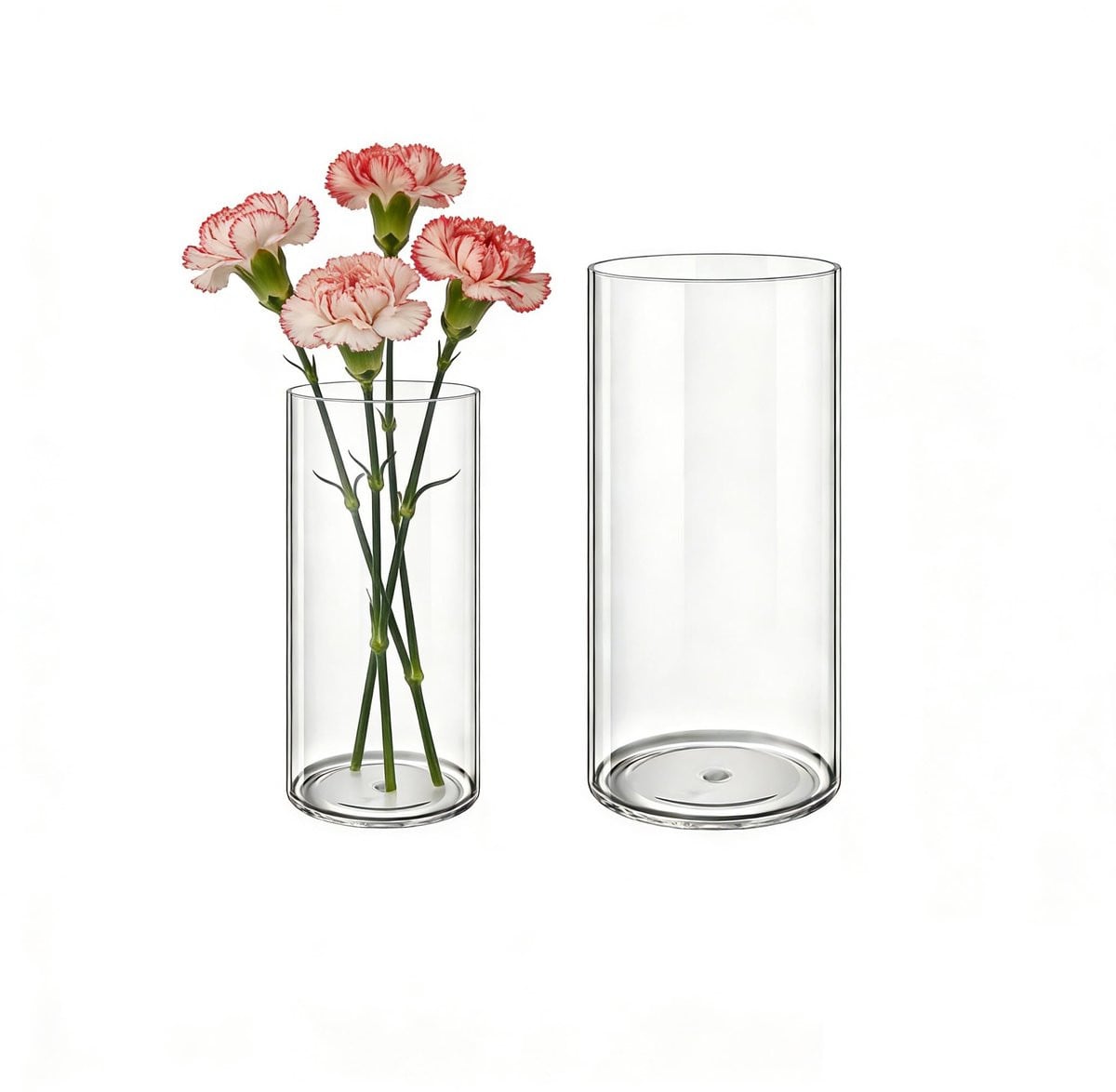 Set van 2 transparante acryl vazen voor bloemen