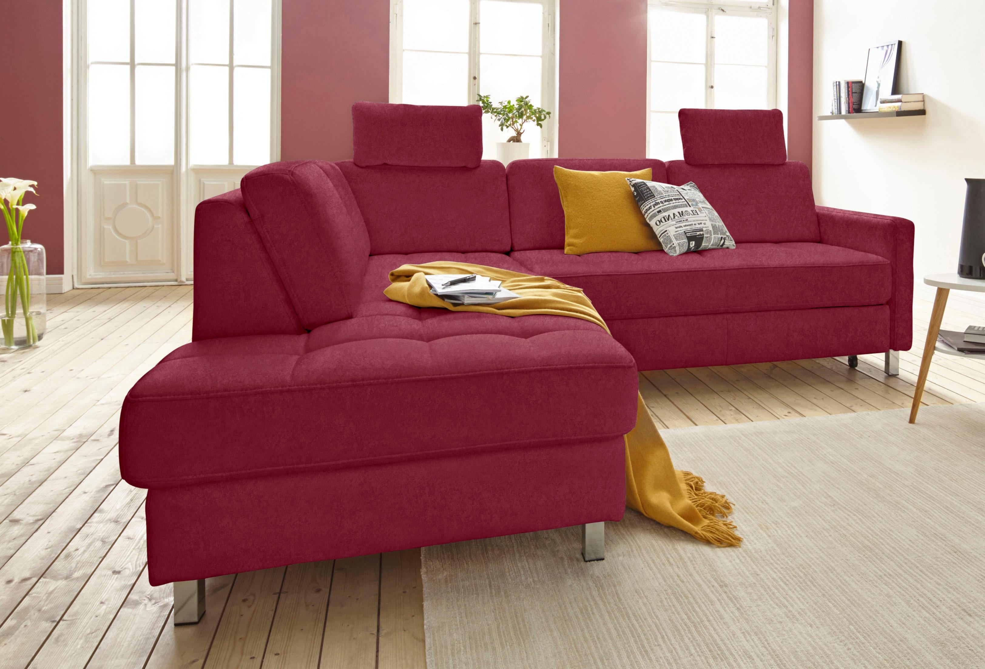 Ecksofa SIT & MORE "Pablo L-Form", rot (bordeaux), B:233cm H:80cm T:196cm, Luxus-Microfaser ALTARA NUBUCK (100% Polyester) / Struktur fein (100% Polyester);Luxus-Microfaser ALTARA NUBUCK (100% Polyester) / Struktur (90% Polyester, 10% Polyamid), Sofas, Ec