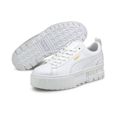 Sneaker PUMA "MAYZE CLASSIC WNS", Damen, Gr. 42, Textil, weiß (puma weiß), Leder, unifarben, Schuhe Sneaker, aus Leder, mit SOFTFOAM-Dämpfung
