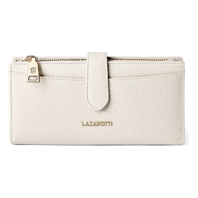 Geldbörse LAZAROTTI "Bologna Leather Geldbörse Leder 20 cm", Damen, beige (weiß), Leder, Kleinlederwaren