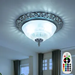 Landhaus Stil Decken Lampe Blumen Glas Leuchte Dimmer Fernbedienung im Set inkl RGB LED Leuchtmittel