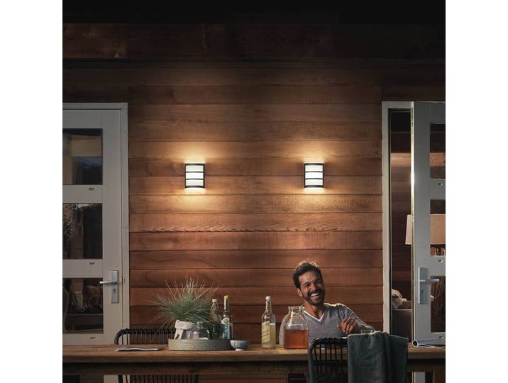 Philips Aussenwandleuchte Python, schwarz, Edelstahl, Modern