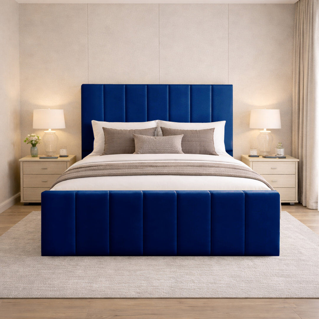 17 Stories Connell Upholstered Storage Bed Frame Marine Kingsize (5')