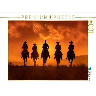 CALVENDO Puzzle Legenden des Westens: Fünf Cowboys im Abendrot | 1000 Teile Lege-Größe 64x48cm Foto-Puzzle für glückliche Stunden