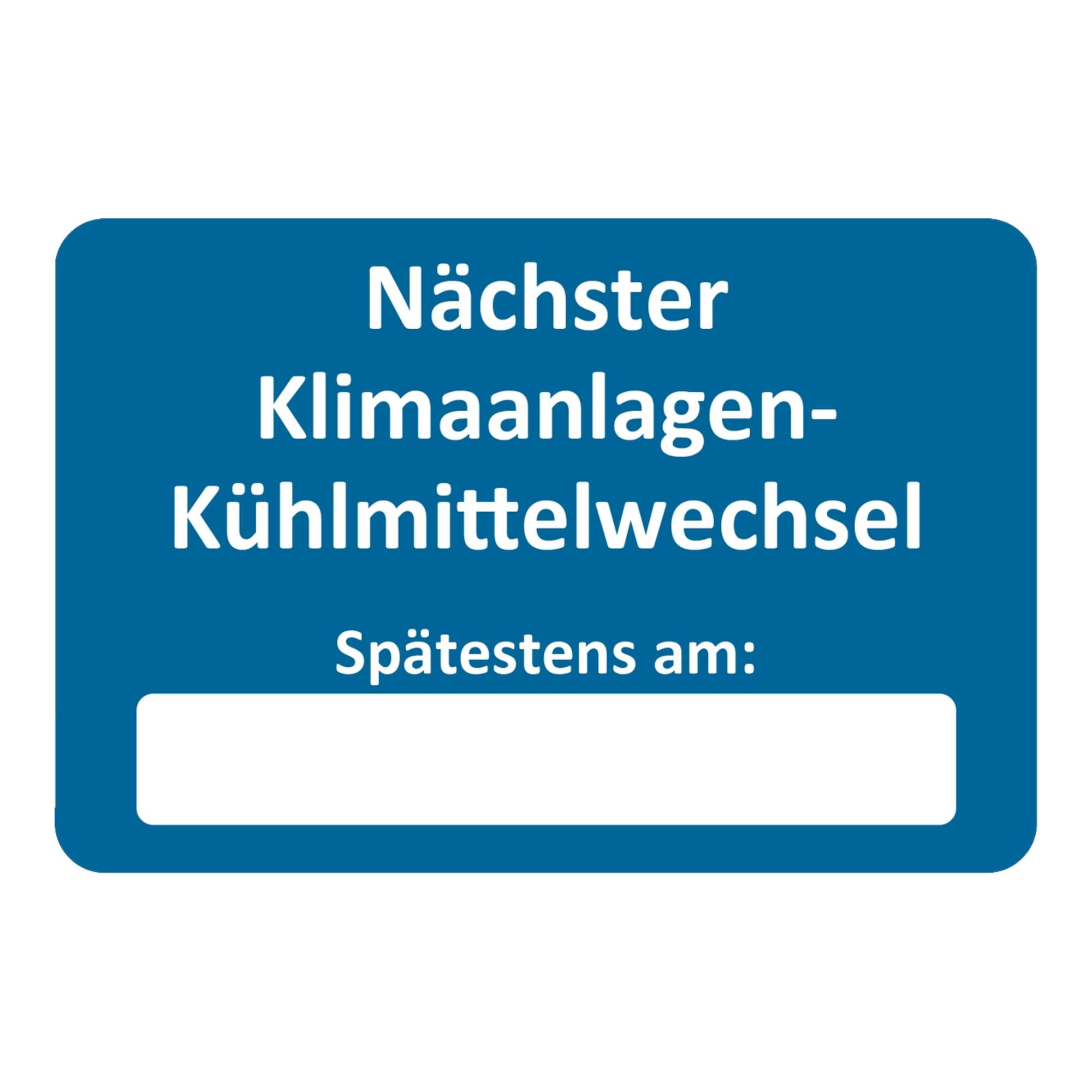 Eichner Kundendienstaufkleber, Text: Nächster Klimaanlagen-Kühlmittelwechsel (9220-00058)