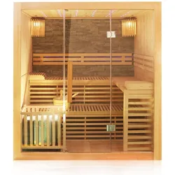 Dewello® Finnische Traditionelle Sauna SARNIA PLUS, Hemlock, 180x40cm, 6 kW HARVIA Ofen, inkl.  Zubehör