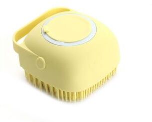 Discount Dollar Deals Soft Silicone Pet Bathing Brush Massager For Dog And Cat Grooming yellow