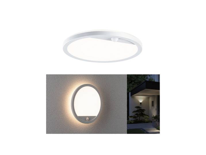 Applique d'extérieur LED Lamina, blanche, capteur, IP44 - Paulmann - Moderne - Plastique - Rond