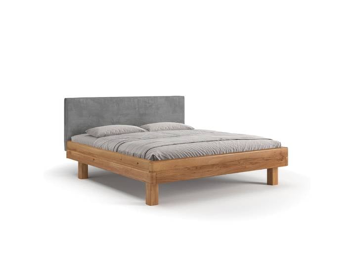 Einzelbett / Gästebett Massivholz Eichenholz geölt bequeme Rückenlehne 180 x 200 cm Minimalistisch hochwertige natürliche Materialien