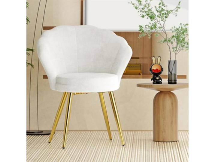 JEOBEST Chaise de Salle à Manger Chaise à Fleurs Rembourrée avec Pieds en Métal Chaise de Salle à Manger en Velours Blanc