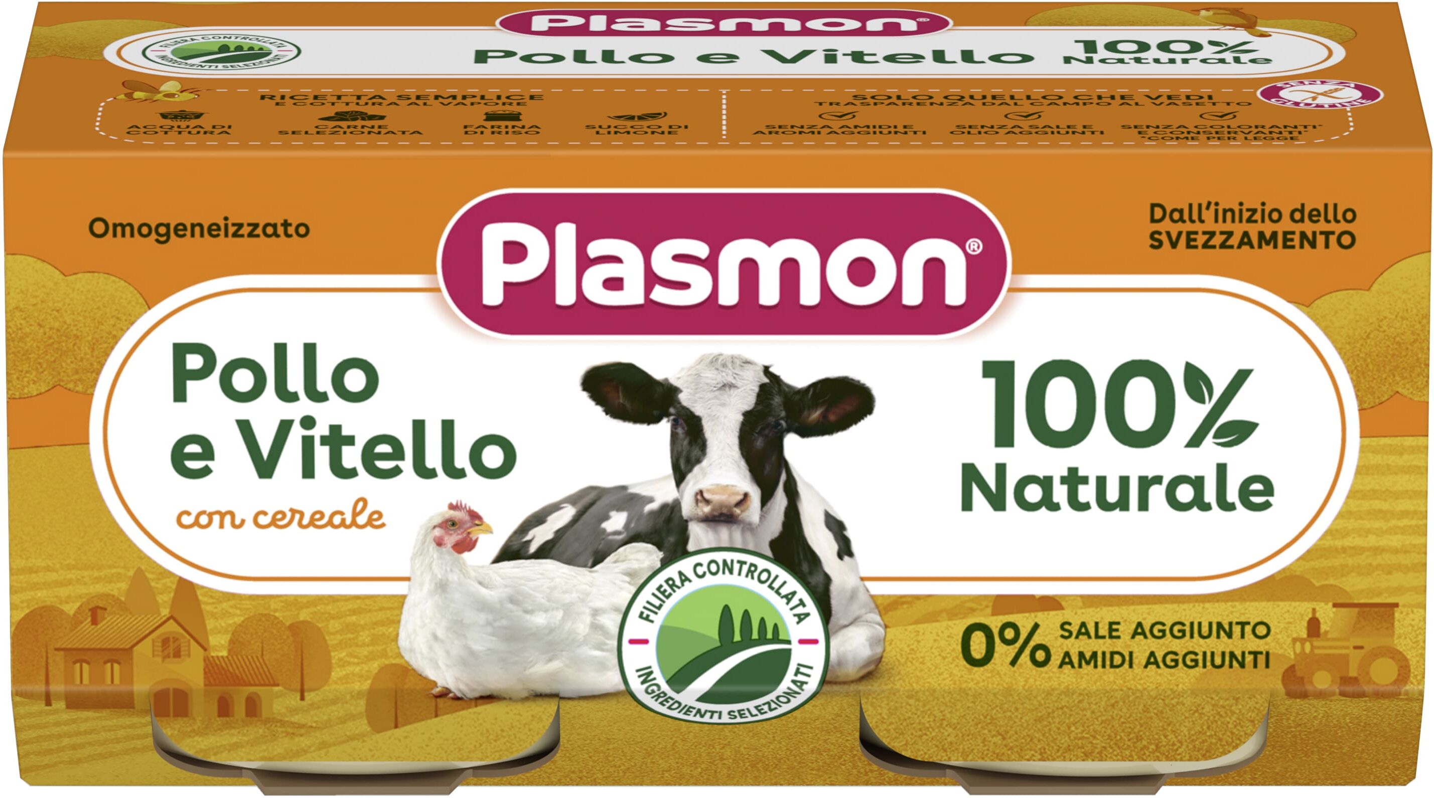 Plasmon Omogeneizzato Di Carne Vitello E Pollo 2x80 g +6m