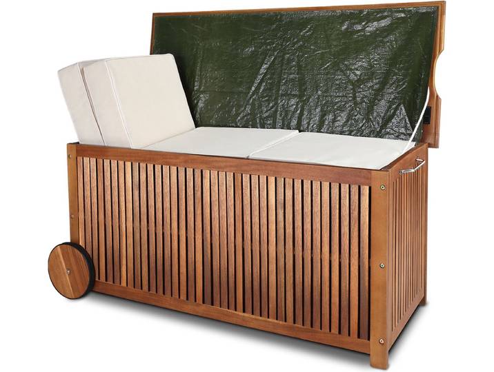 Casaria Opbergbox - Acacia Wielen Handgreep 124x52x58cm 350l - Bruin