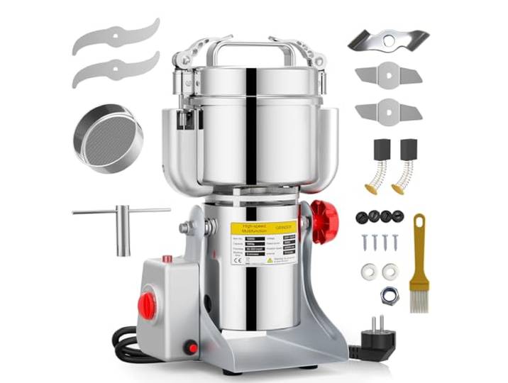 Niktulo Tragbare Getreidemühle 220 V,Zum Mahlen schütteln,Hochgeschwindigkeits Schleifmaschine Mehl Pulver,Deckelöffnungserkennung,für Kräuter/Gewürze/Nüsse/Getreide mit Überlastschutz (1000g)