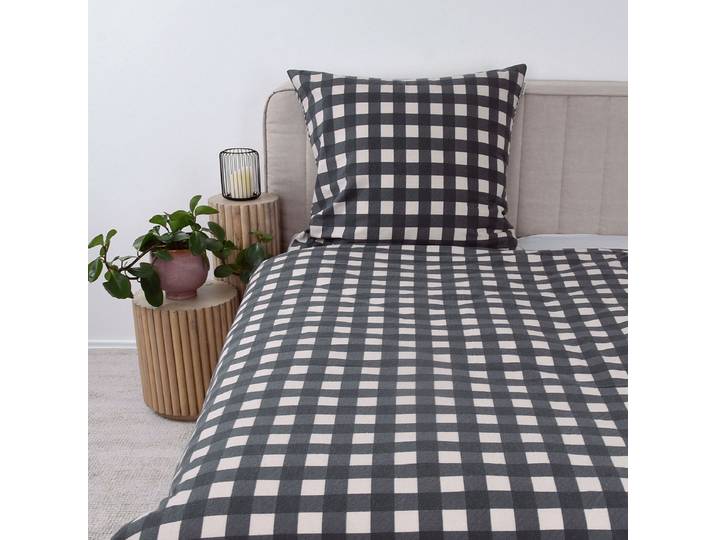 Flanell-Bettwäsche Typ B 135 x 200cm Grau/Beige/Lehm/Anthrazit