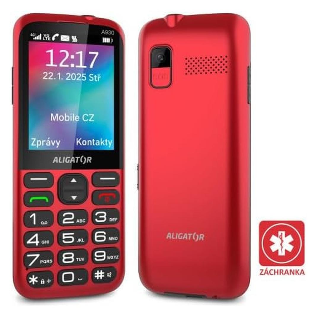 Aligator Seniorenhandy mit SOS-Knop, GPS-Ortung und Notruf-App für 4G/LTE (2.80", 1.90 Mpx) (AZA930R)