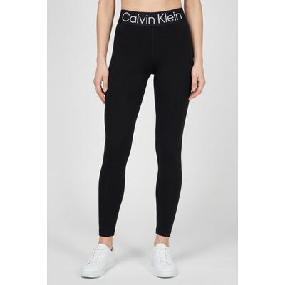 Leggings CALVIN KLEIN, Damen, Gr. M, N-Gr, schwarz, Obermaterial: 60% Baumwolle, 35% Polyamid, 5% Elasthan, lang, Hosen Leggings, breiter Logobund, weich, elastisch, Cotton-Mix