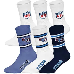 NFL Unisex Socken, 6er Pack - NFL Teams, 6Pack Crew Socks, Football, Logo, Baumwollmischung Tennessee Titans/Weiß / 43-46
