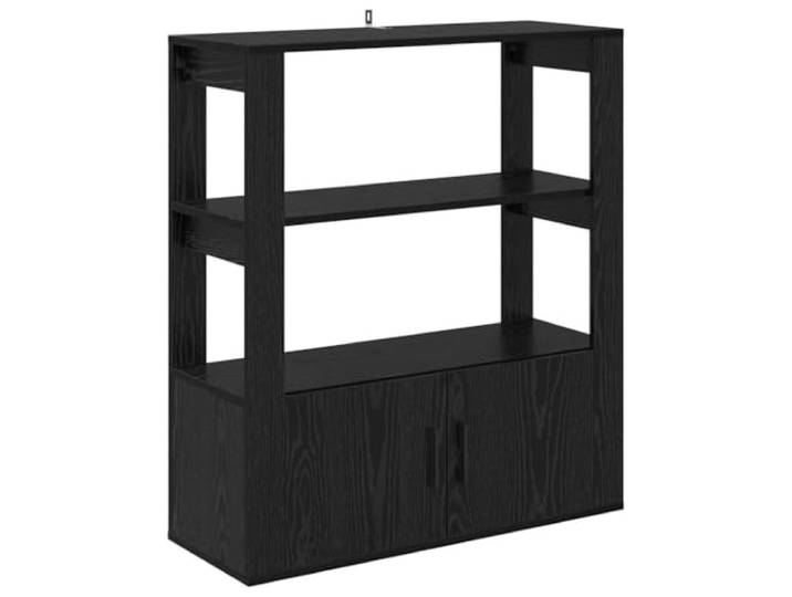 Sideboard Schwarz Eichen-Optik 30 x 80 x 90 cm Holzwerkstoff Kompakte rechteckige Form, Regale, bündige Türen, Stangengriffe, Wohnzimmer, moderne Einrichtung
