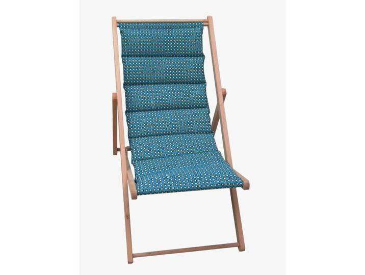 JARDIN PRIVE Chilienne matelassée Douala - Toile amovible - Structure en bois - Bleu canard