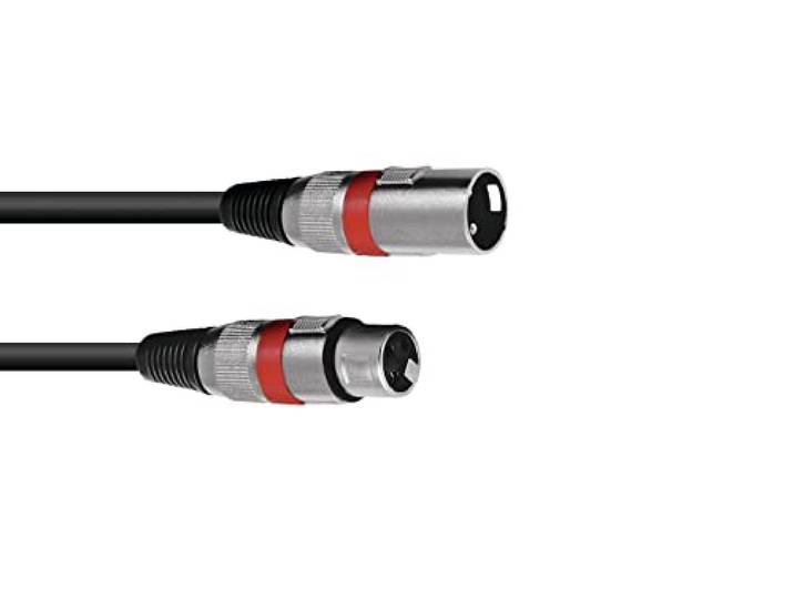 OMNITRONIC XLR-kabel, 3-polig, 3 m, zwart/rood