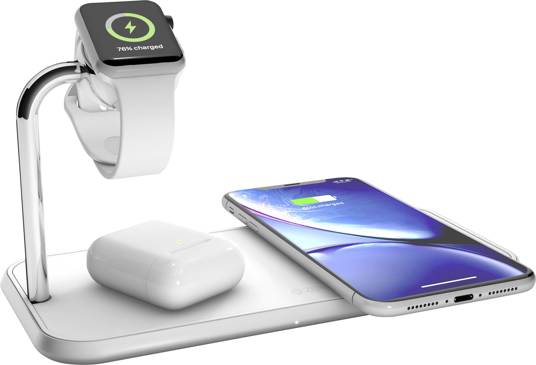 ZENS Induktions-Ladegerät Dual qi Apple-Watch ZEDC05W Ausgänge Induktionslade-Standard Weiß