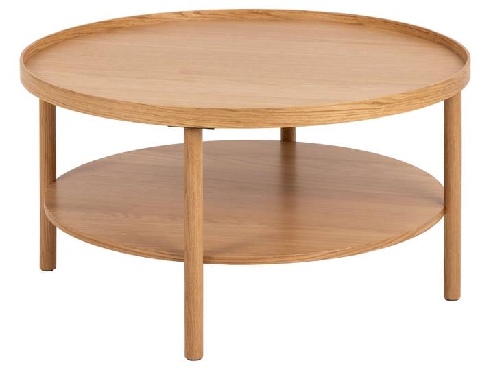 Couchtisch ACTONA GROUP Banbury, Sofatisch, Wohnzimmertisch , braun (eiche, eiche, eiche), B:80cm H:42cm T:80cm, Tische, Couchtisch, 2 Ebenen, Eichenfurnier, runde Form, FSC™
