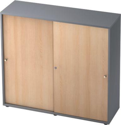 Schiebetürenschrank TOPAS LINE, 3 OH, graphit/Eiche
