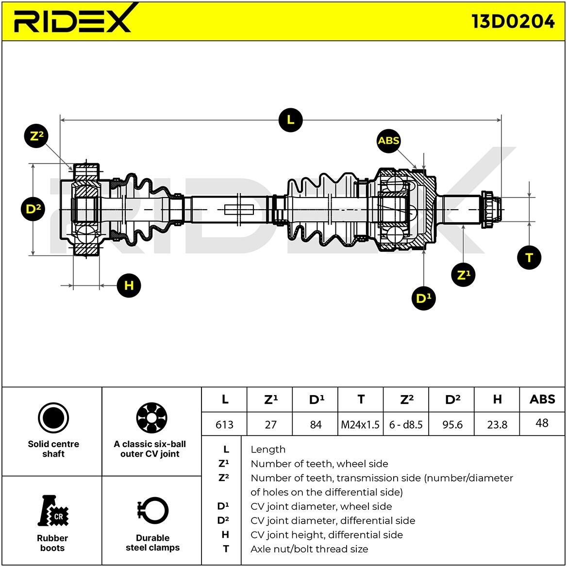 RIDEX 13D0204 Drive shaft