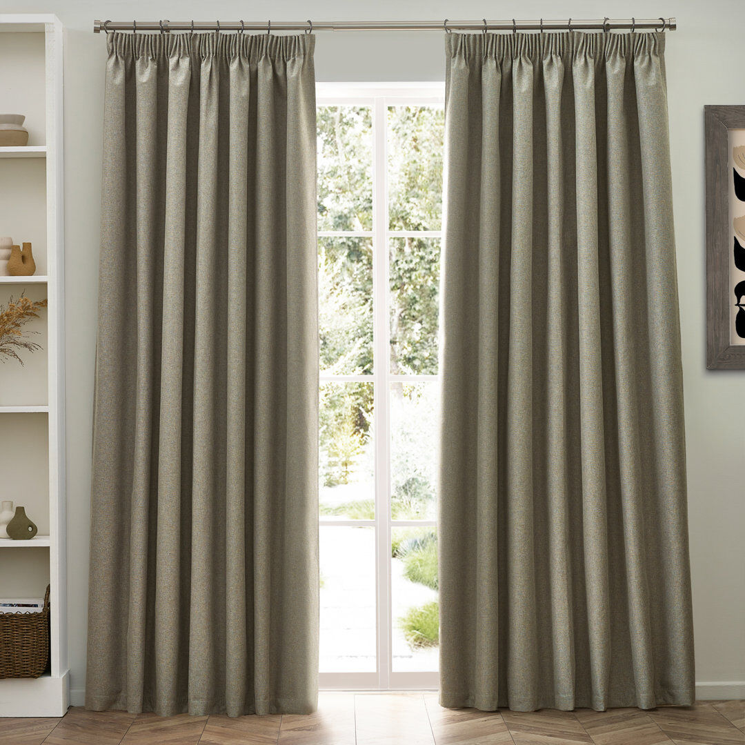 furn. Dawn 100% Blackout Pencil Pleat Curtains Natural 229cm x 183cm