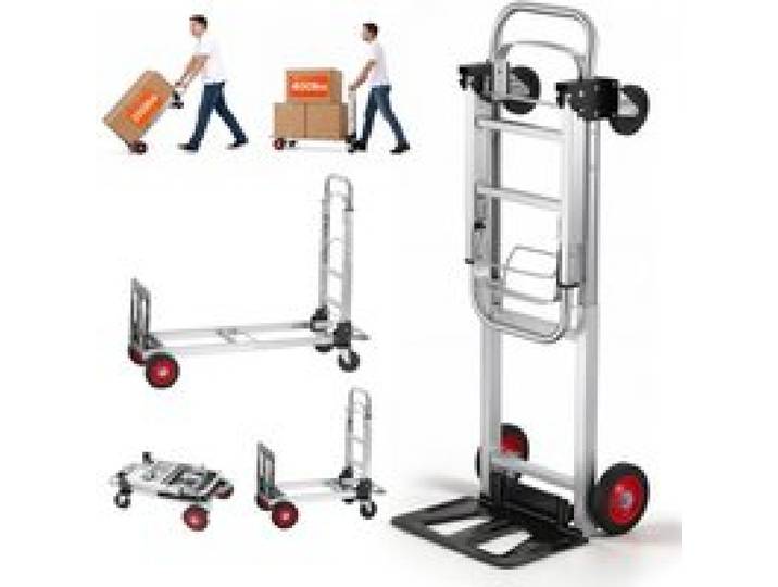 VEVOR 2-in-1 Sackkarre Klappbar 0,6243kg Tragfähigkeit Transportkarre Aluminiumlegierung & Kohlenstoffstahl Sackkarre ⇋ Plattformwagen Trolley für Lade- & Transportaufgaben im Innen- & Außenbereich