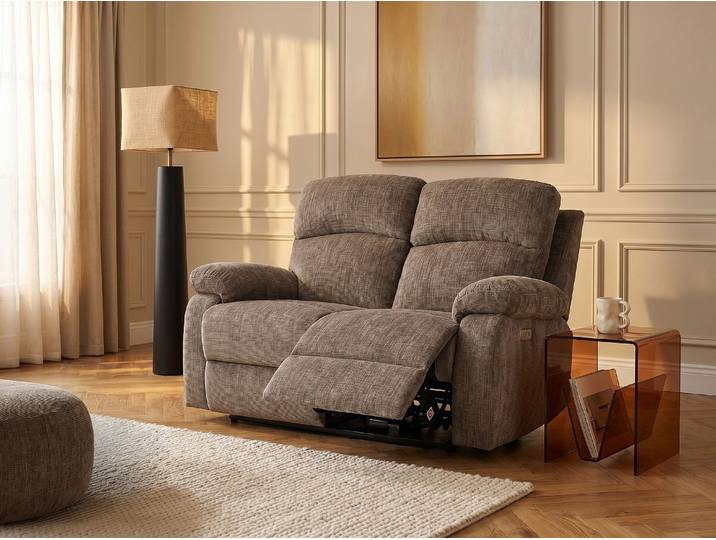 Relaxsofa für 2 Personen mit elektrischer Relaxfunktion und Massagefunktion - Chenille-Stoff - Taupe KOCENI