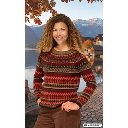 Alpaka-Pullover in Jacquard weinrot in Größe 36/38 von DW-Shop, Weinrot, 36/38