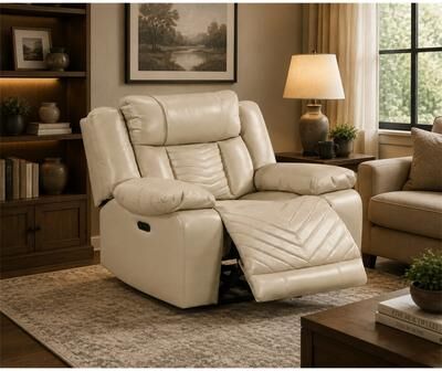 Passion Furniture Sensa Faux Leather Power Recliner with LED Light Accent