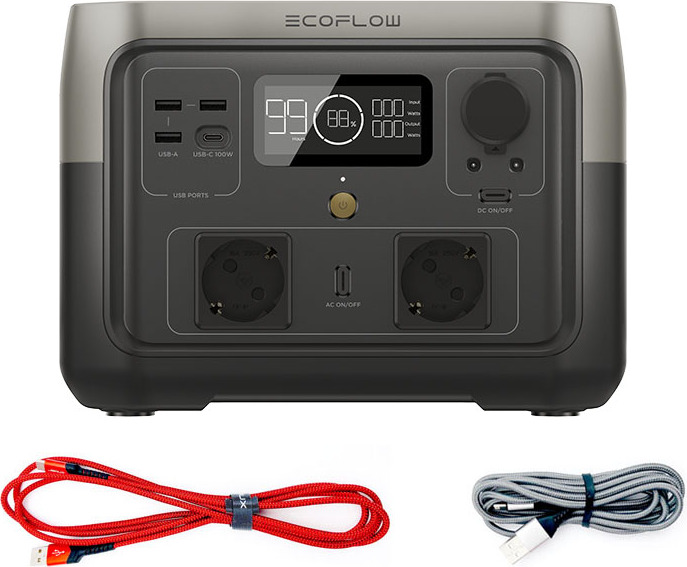 EcoFlow River 2 Max Powerstation inkl. USB-Schnellladekabel für Smartphones