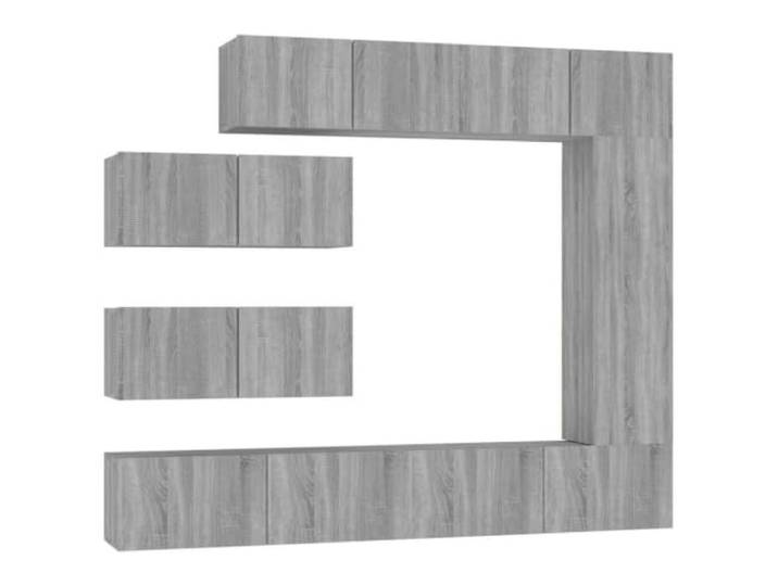 hliofuir 7-tlg. TV-Schrank-Set Hängend Grau Sonoma Holzwerkstoff Moderne Wohnwand für Wohnzimmer oder Gästezimmer spart Bodenfläche und ermöglicht flexible Aufteilung.