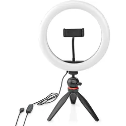 Nedis Ringlicht 10 inch 120 LED's 2700 - 6700 K Stativ Schwarz, Dauerlicht, Schwarz