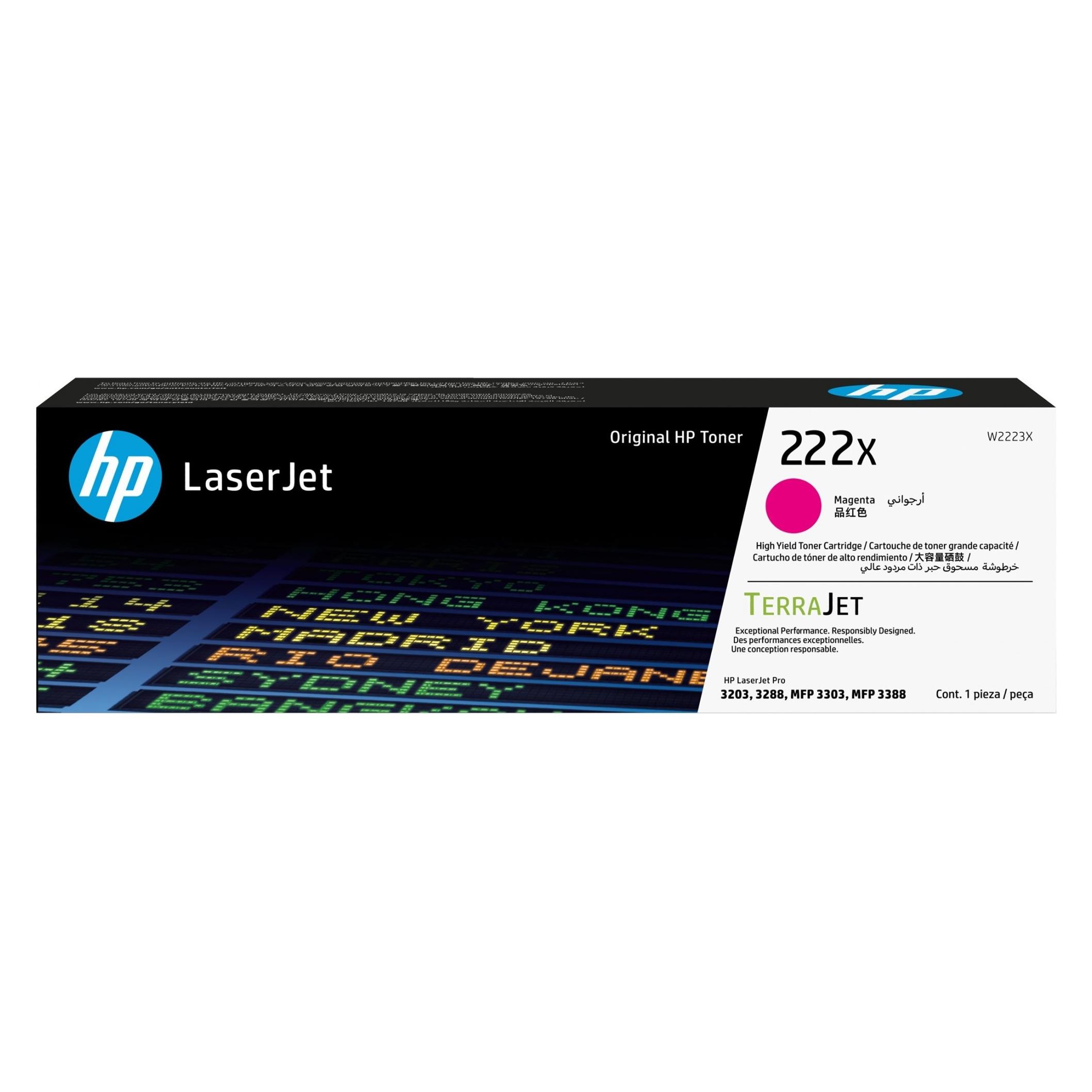 HP 222X Magenta Original LaserJet-Tonerkartusche mit hoher Reichweite, 2500 Seiten, Magenta, 1 Stück (M) (W2223X)