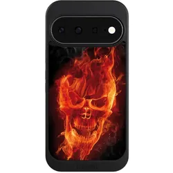 Nivocase Hülle für Google Pixel 11 Handyhülle NIVOcore Case Schwarz Feuer Schädel Totenkopf (Google Pixel 11), Smartphone Hülle, Schwarz