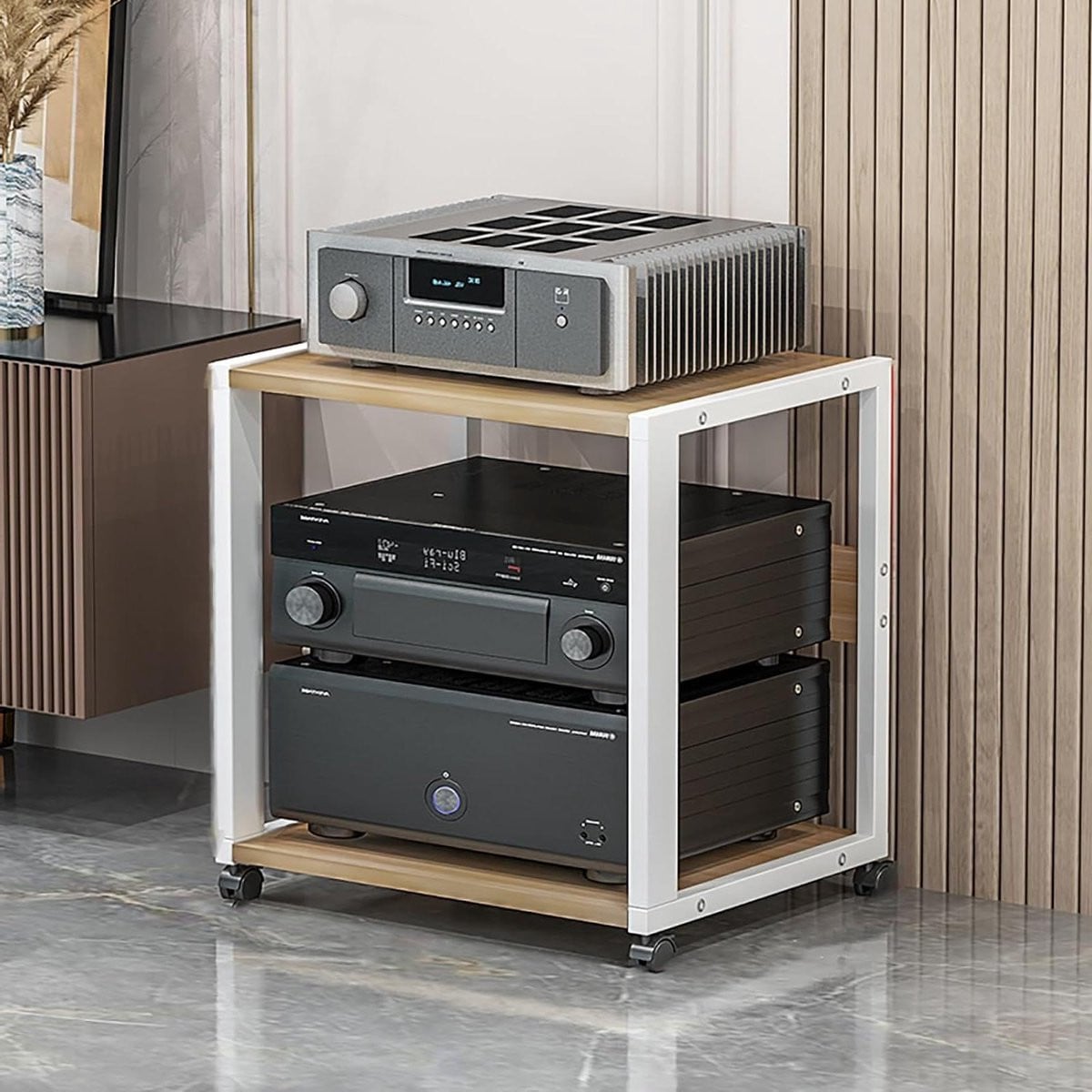 Modern Stereo Kast Wit - Muziekmeubel voor Media Opbergen - Breedte: 49 cm