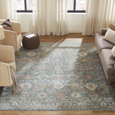 KALATY Monarch Steel Blue Diamond Medallion Area Rug